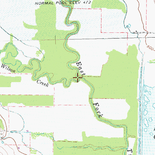 Topographic Map of Wilson Creek, TX