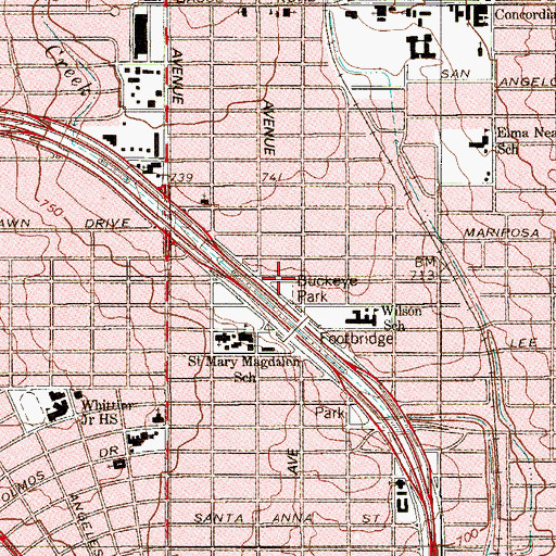 Topographic Map of Buckeye Park, TX