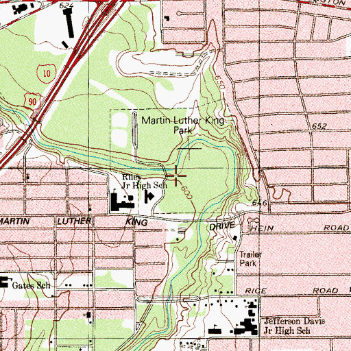 Topographic Map of Martin Luther King Park, TX