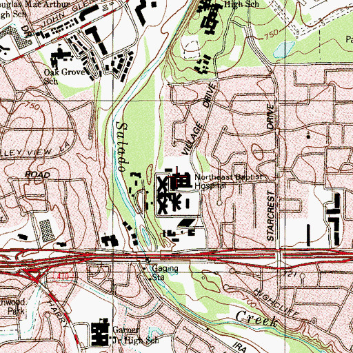 Topographic Map of Northeast Baptist Hospital, TX