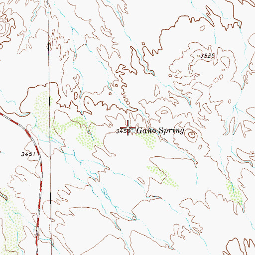 Topographic Map of Gano Spring, TX