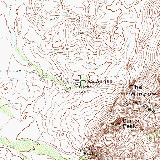 Topographic Map of Oak Spring, TX
