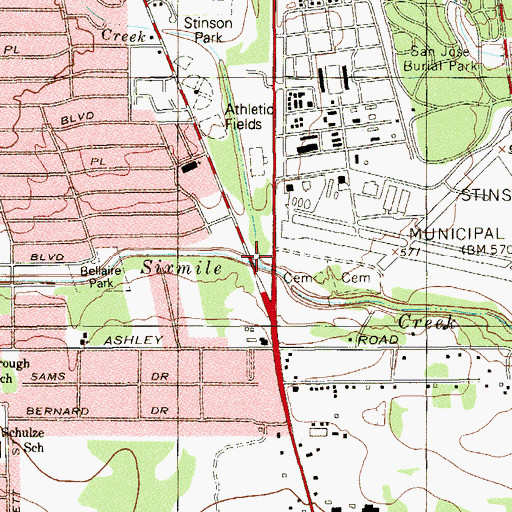 Topographic Map of Harlandale Creek, TX