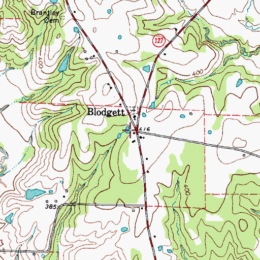 Topographic Map of Blodgett, TX