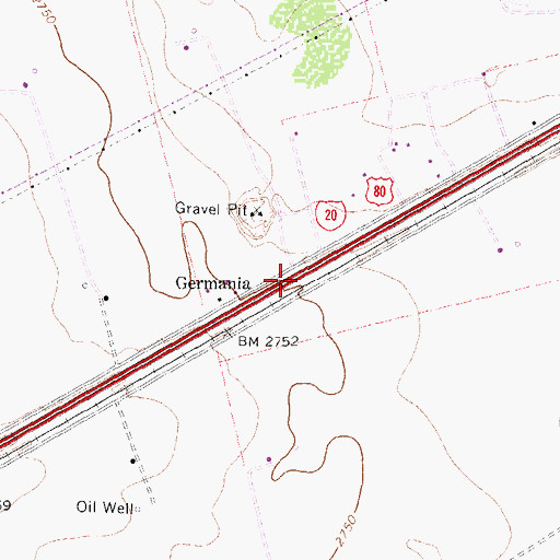 Topographic Map of Germania, TX