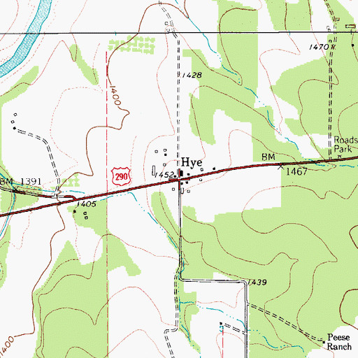 Topographic Map of Hye, TX