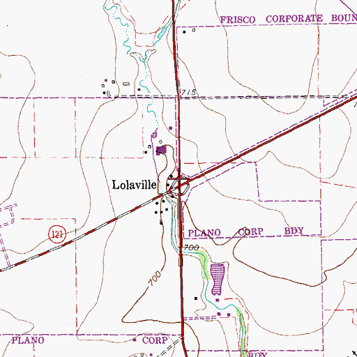 Topographic Map of Lolaville, TX