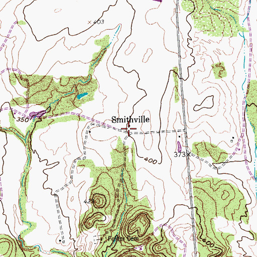 Topographic Map of Smithville, TX