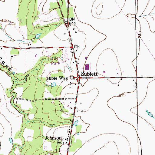 Topographic Map of Sublett, TX