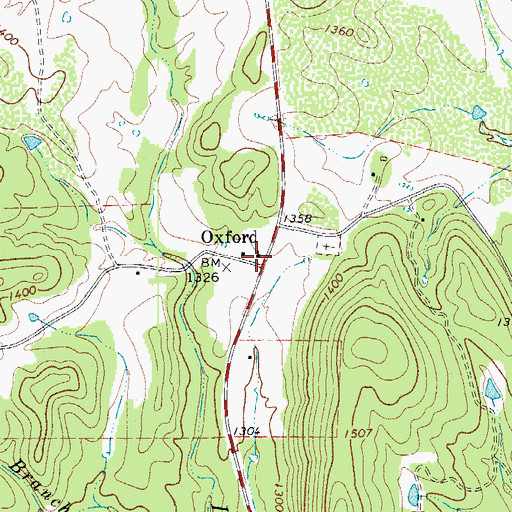 Topographic Map of Oxford, TX