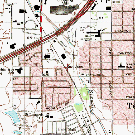 Topographic Map of San Jose, TX