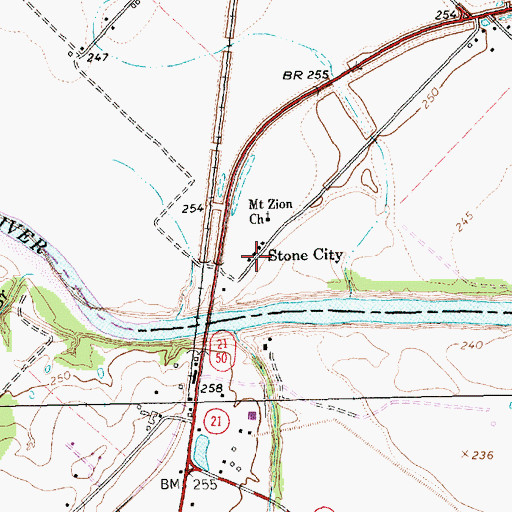Topographic Map of Stone City, TX