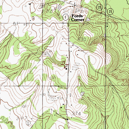 Topographic Map of Mount Horeb Church, TX