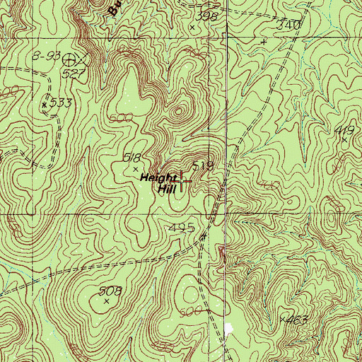Topographic Map of Height Hill, TX