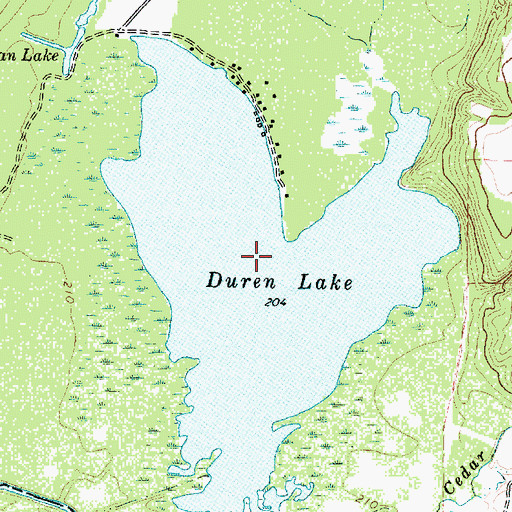 Topographic Map of Duren Lake, TX