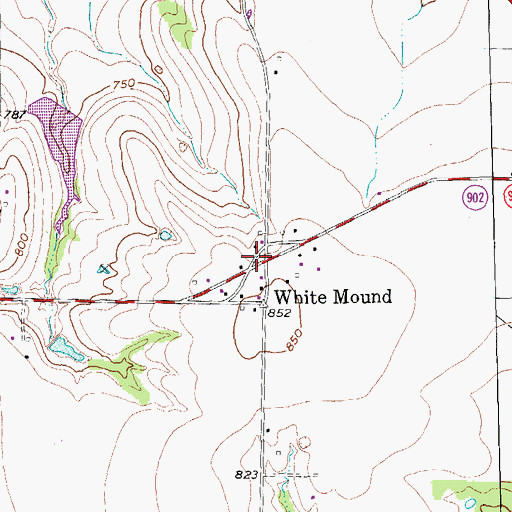 Topographic Map of White Mound, TX