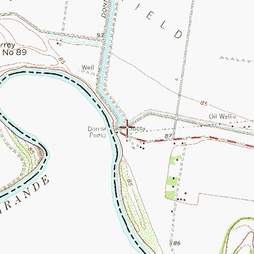 Topographic Map of Donna Pump, TX