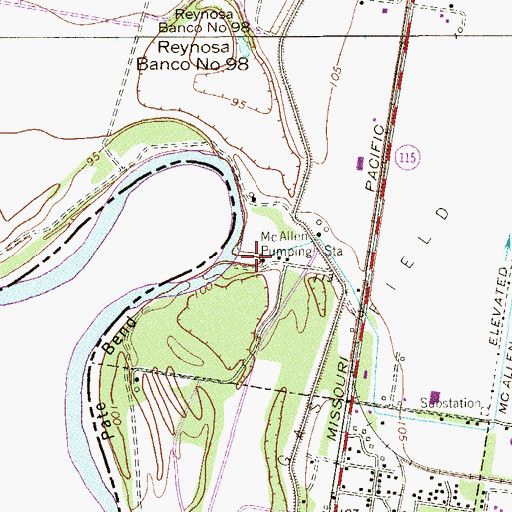 Topographic Map of McAllen Pumping Station, TX