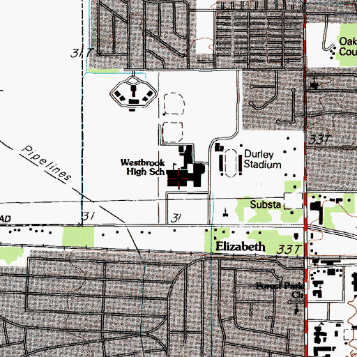 Topographic Map of Westbrook Senior High School, TX