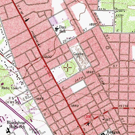 Topographic Map of KIXY-FM (San Angelo), TX