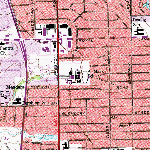 Topographic Map of KRSM-FM (Dallas), TX