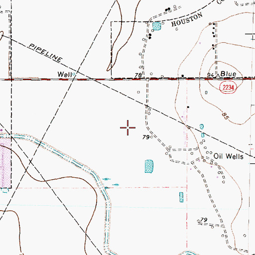 Topographic Map of KODA-FM (Houston), TX