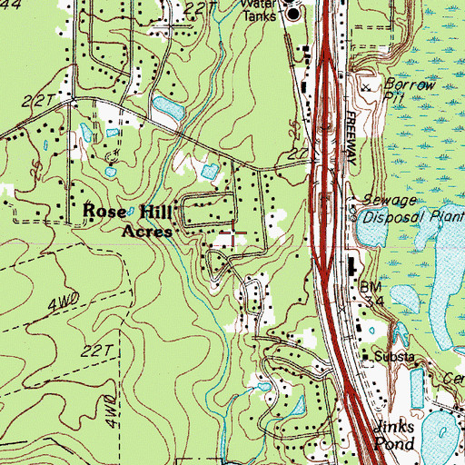 Topographic Map of Rose Hill Acres, TX