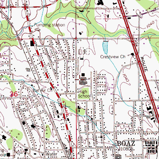 Topographic Map of Boaz High School, AL