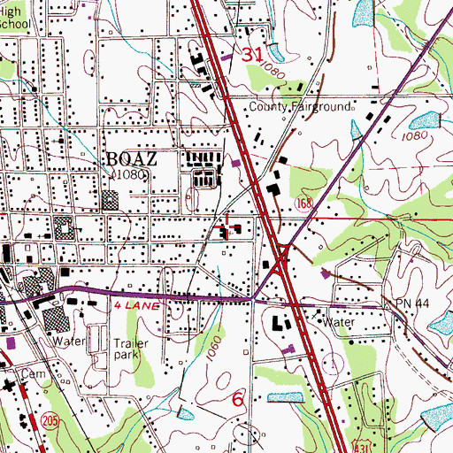 Topographic Map of Boaz Second Baptist Church, AL