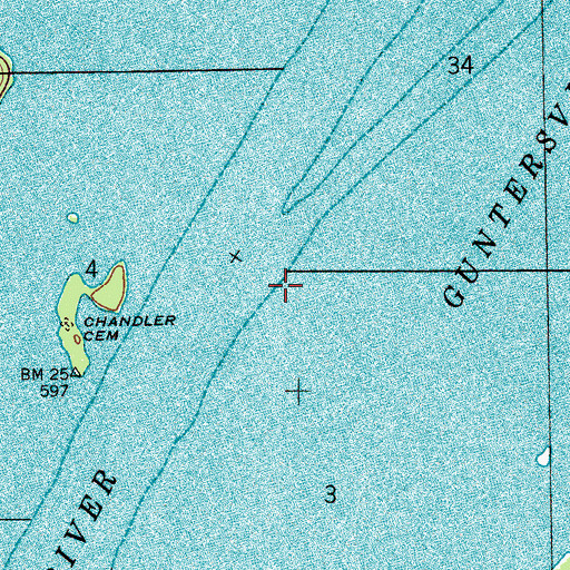 Topographic Map of Law Landing (historical), AL