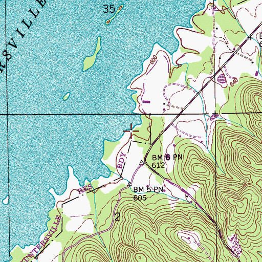 Topographic Map of Little Mountain Marina, AL