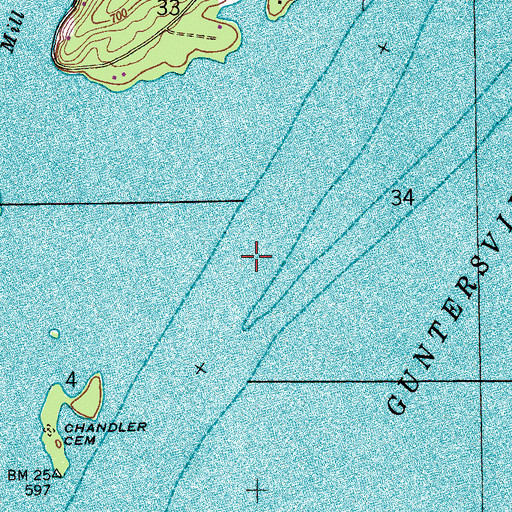 Topographic Map of Lower Bar, AL