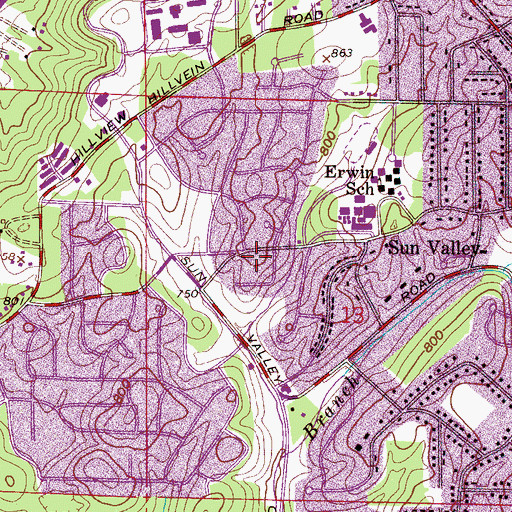 Topographic Map of Sun Valley Church of the Brethren, AL