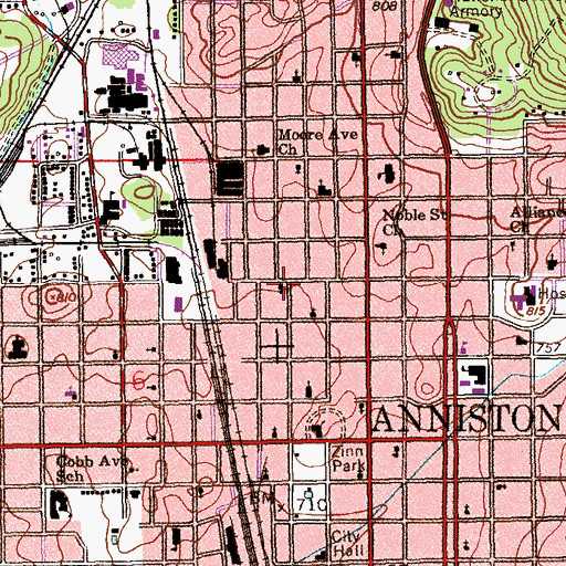 Topographic Map of McCoy Memorial United Methodist Church, AL