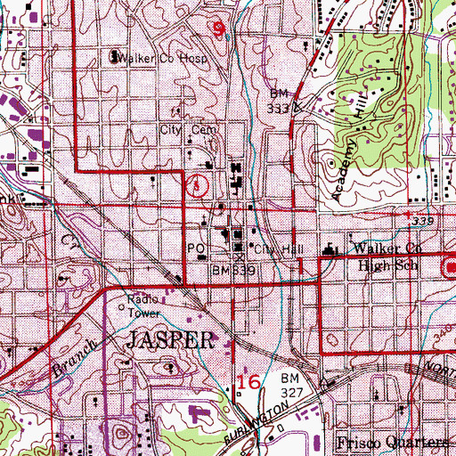 Topographic Map of First Methodist Church, AL