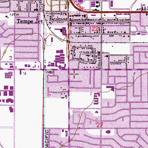 Topographic Map of Broadway Plaza Service Shopping Center, AZ