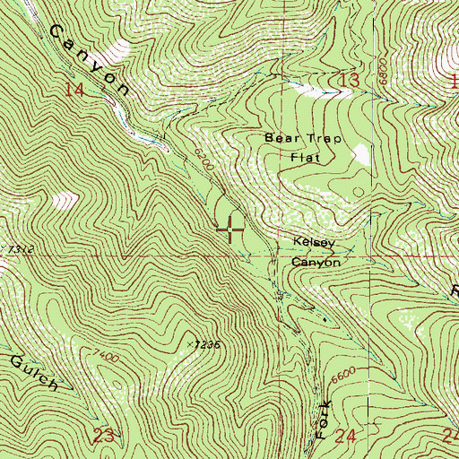 Topographic Map of Beartrap Flat, UT