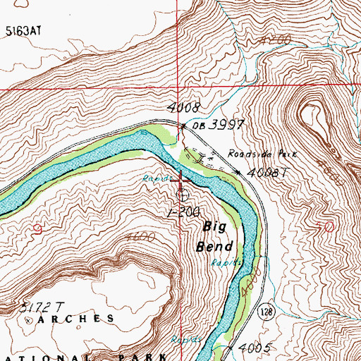 Topographic Map of Big Bend, UT