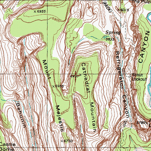 Topographic Map of Cathedral Mountain, UT