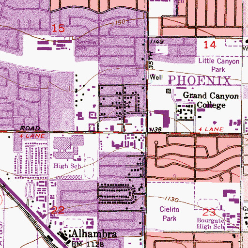 Topographic Map of Camelback Shopping Center, AZ