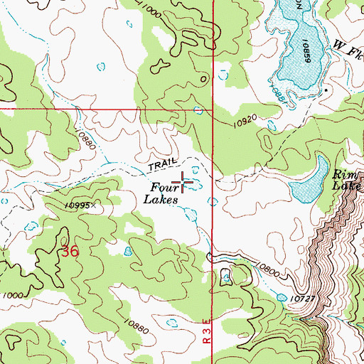 Topographic Map of Four Lakes, UT