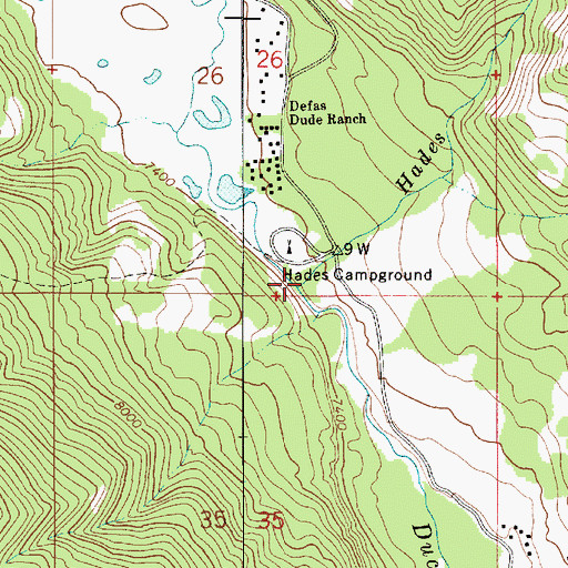 Topographic Map of Hades Creek, UT