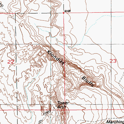 Topographic Map of Klondike Bluffs, UT
