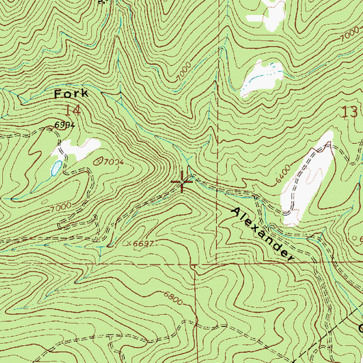 Topographic Map of Left Fork Alexander Canyon, UT