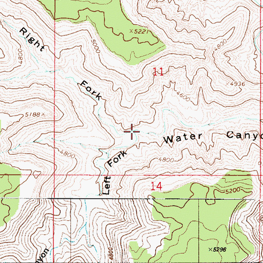 Topographic Map of Left Fork Water Canyon, UT