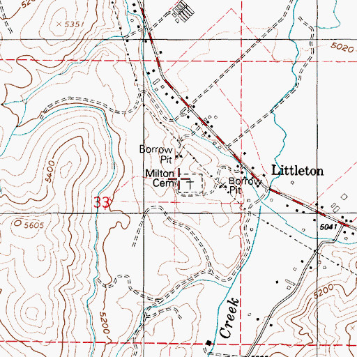 Topographic Map of Milton Cemetery, UT