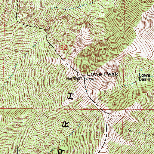 Topographic Map of Lowe Peak, UT