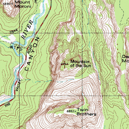 Topographic Map of Mountain of the Sun, UT