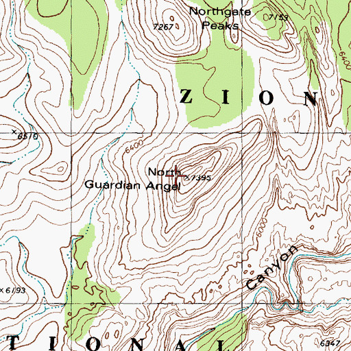 Topographic Map of North Guardian Angel, UT