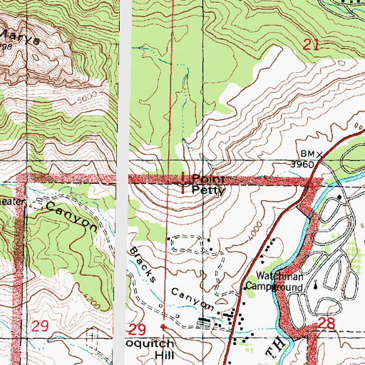 Topographic Map of Point Petty, UT